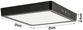 BERGE LED panel štvorcový povrchový čierny - MELA-S - 18W - 1440Lm - neutrálna biela