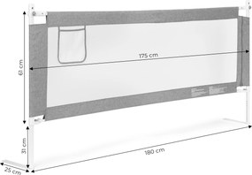 Ochranná zábrana na posteľ 180 cm – nastaviteľná, sklápacia sieťka ECOTOYS
