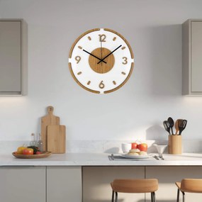 SENTOP | Moderné okrúhle nástenné hodiny – dubová a plexisklo | SENTOP IA-225-S-DUB-CIERNE-20 analógové