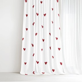 Goldea bavlnený záves - červené srdiečka na bielom 180x150 cm