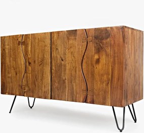 Komoda Avola 137 cm z masívu čierna/orech