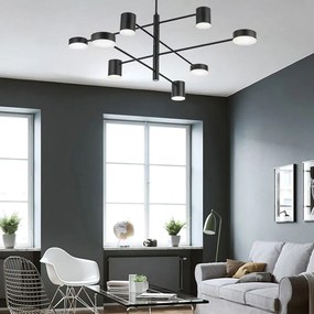 Toolight Toolight, LED stropné svietidlo s 8 ramenami 75x124 cm APP598-8C, čierna, OSW-08566