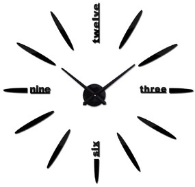 3D Nalepovacie hodiny DIY Clock BIG Twelve XL004bk, čierne 130cm