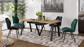 AVERY Dub Artisan / čierna spodná časť - LOFTOVÝ / PRIEMYSELNÝ STÔL DO OBÝVAČKY/ JEDÁLNE ROZKLADACÍ DO 290 cm!