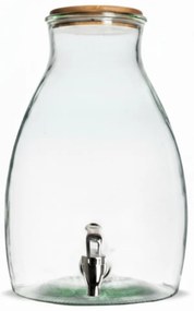 Sklenený zásobník na nápoje GUSTA s dreveným viečkom 5,5 L