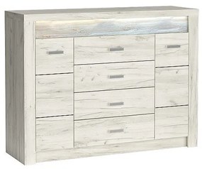 Komoda Indianapolis 137 cm dub craft bílý
