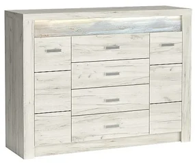 Komoda Indianapolis 137 cm dub craft bílý