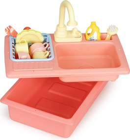 MULTISTORE Detský kuchynský drez s kohútikom a tečúcou vodou – 12-dielny set pre deti 3+