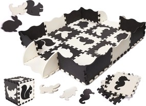 KIK Pymic Kontrast Panel Mat penová podložka puzzle 25 dielov 114 x 114 cm, čierna a ecru