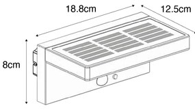 Vonkajšia nástenná lampa tmavosivá vrátane LED a stmievateľného svetla na solárny pohon - Sunnie