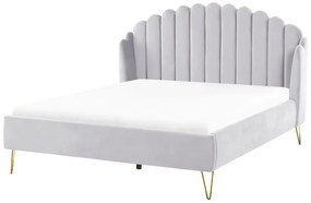 Zamatová posteľ 160 x 200 cm sivá AMBILLOU Beliani
