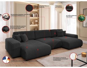 Tmavosivá menčestrová rozkladacia/s úložným priestorom rohová pohovka (do tvaru "U") Sarina – Ropez