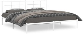 Kovový rám postele s čelom biely 200x200 cm 355617