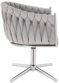 LuxuryForm DESIGN Stolička NORDEN VELUR na striebornom kríži - svetlo šedá