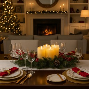 LED stĺpová sviečka RUHHY 12,5 cm béžová, sada 4 ks