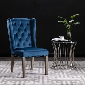 Jedálenská stolička modrá zamatová