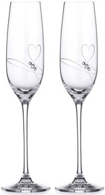 Diamante poháre na šampanské Romance s kamienkami Swarovski 200ml 2KS