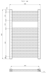 Erga Proper, vykurovacie teleso 800x500 mm, 466W, čierna, ERG-LAV-PROP-8050-BK