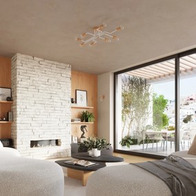 Stropné svietidlo Timbo 8, drevené telo svietidla, w