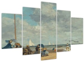 Obraz - Eugène Boudin, Beach  at Trouville, reprodukcia (150x105 cm)