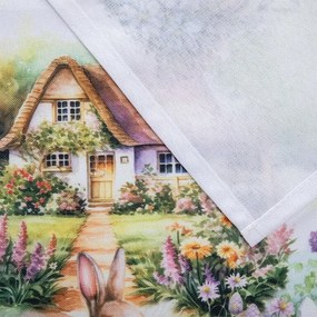 Stredový obrus s potlačou ZAJAČIKOVIA V ZÁHRADE 85 x 85 cm