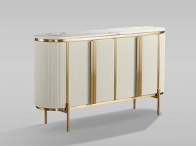 Komoda Stilig ST384 160 cm mramor/ecru/zlatá