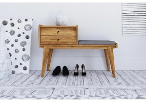 Lavica so zásuvkami z dubového dreva so svetlosivým sedákom Retro - The Beds