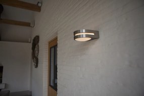 LUTEC Vonkajšie nástenné LED svietidlo FANCY, 12,5 W, teplá biela, kruhové, nerezová oceľ, IP54