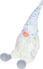 Škriatok s trblietavou čiapkou – biely 55 cm