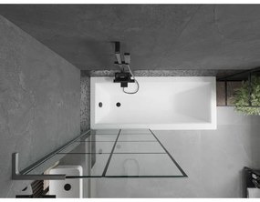 Mexen Next L, 1-krídlová vaňová zástena 80 x 150 cm, 6mm číre sklo-čierny vzor, grafitový profil, 895-080-000-03-77-66