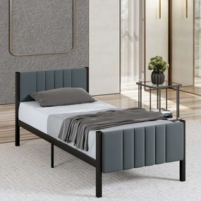 Jednolôžková kovová posteľ LUNOR 90x200 cm, antracit, nosnosť 120 kg