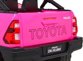 Ramiz Toyota Hilux na batérie pre deti, ružový pickup + pohon 4x4 + diaľkové ovládanie