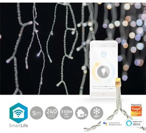Nedis WIFILXC04W250 - LED Vianočný záves 240xLED/11 funkcií 8m IP65 Wi-Fi Tuya