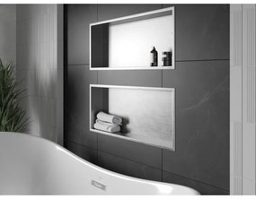 Mexen X-Wall-R, polička na zapustenie na obklad s golierom 75 x 30 cm, oceľová, 1910753010