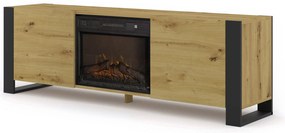 TV skrinka/stolík s krbom Montana (dub artisan + čierna). Akcia -20%. Vlastná spoľahlivá doprava až k Vám domov. 1124958