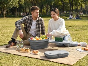 Skladací piknikový kôš TRIGO 3v1, sivý