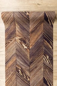Protišmykový behúň DIGITAL - FRENCH CHEVRON hnedý / béžový