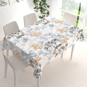 Biante Bavlnený obdĺžnikový obrus Sandra SA-367 Sivo-oranžové kvety na bielom 50x100 cm