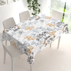 Biante Bavlnený obdĺžnikový obrus Sandra SA-367 Sivo-oranžové kvety na bielom 120x180 cm
