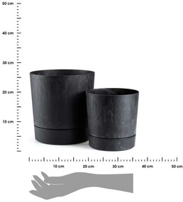 PLASTOVÝ KVETINÁČ AZALEA SADA 2KS 22,5X23,5 CM+17,5X18,5 CM IMITÁCIA BETÓNU ČIERNA
