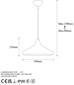 Závesný lustr Barek - 11546, čierna/medená