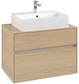 VILLEROY &amp; BOCH Collaro závesná skrinka pod umývadlo na dosku (umývadlo v strede), 2 zásuvky, 800 x 500 x 548 mm, Nordic Oak, C12400VJ