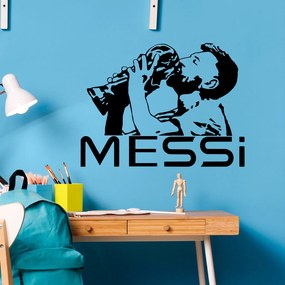 Veselá Stena Samolepka na stenu na stenu Lionel Messi pohár Farba: černá