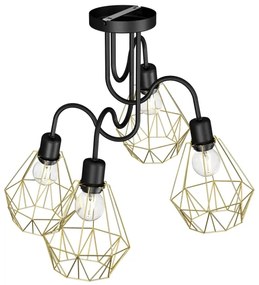 Prisadený luster BERGEN 4xE27/60W/230V čierna/zlatá
