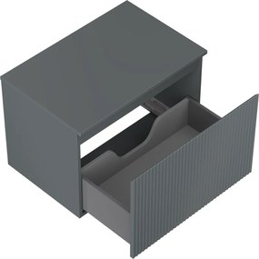 Mexen Rivel, kúpeľňová skrinka 70 cm s hornou doskou, 1 zásuvka, drážkovaná, grafitová matná, 91A20-07047-1-BFC66