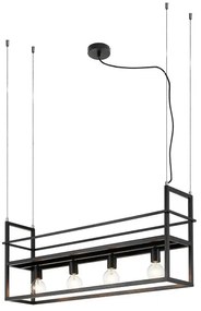 ONLI - Luster na lanku s poličkou JEFFER 4xE27/22W/230V čierna