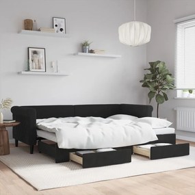 Rozkladacia denná posteľ so zásuvkami čierna 80x200 cm látka 3197816