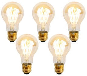 Sada 5 stmievateľných LED špirálových žiaroviek E27 A60 Goldline 4W 270 lm 2200K