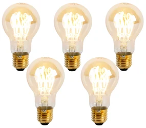 Sada 5 stmievateľných LED špirálových žiaroviek E27 A60 Goldline 4W 270 lm 2200K