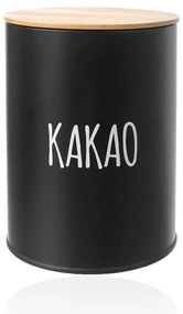 Dóza na potraviny, plechová, čierna, s bambusovým vekom, 1,3 l, KAKAO
